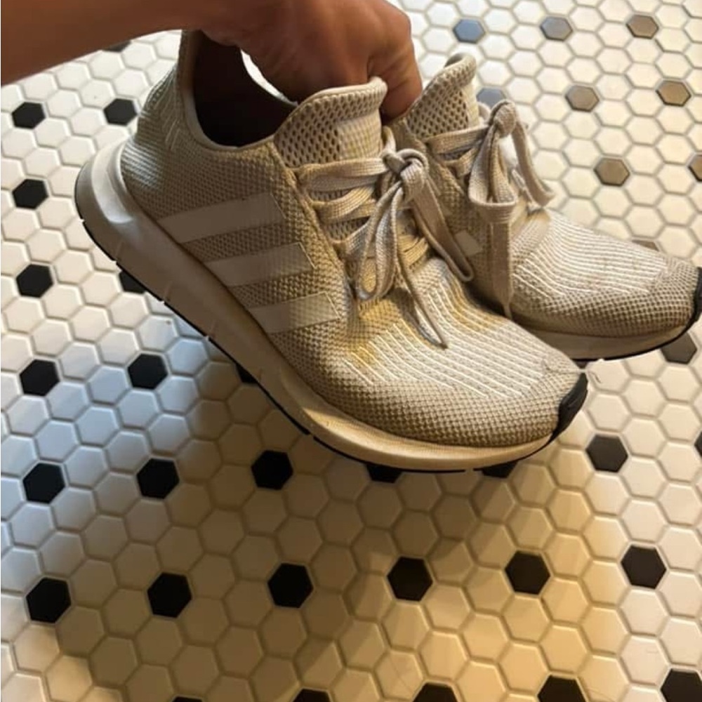 Adidas White Sneakers with Knit Upper and Boost Cushioning